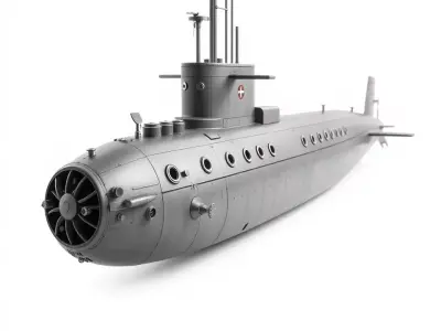 Sleek Submarine model pack Low-poly 3D model