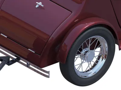 Children retro pedal car red 3D model