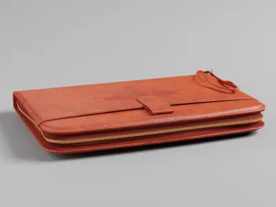 Closed Leather purse Low-poly 3D model