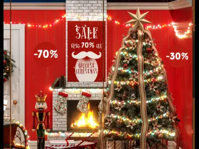 Christmas showcase of a decorative store 3D model
