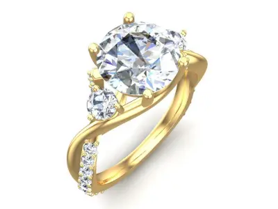 Twisted Pave Solitaire Ring 3D print model