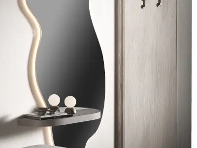 Hallway furniture kit Wavy shape large mirror 3D model