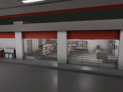 Red gas station 3D model