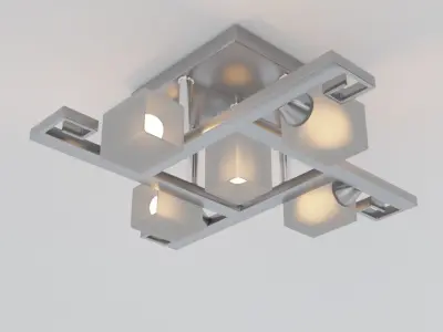Cubic chandelier with five plafons Free low-poly 3D model
