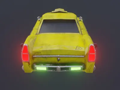Hovercar futuristic old taxi  Low-poly 3D model