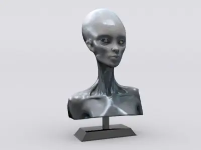 Alien Woman Bust  Low-poly 3D model