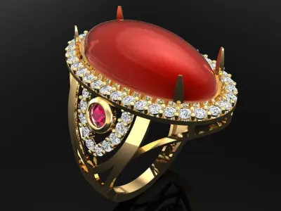 Gemstone Rings - Oval stone ring - Womens Rings 3D print model