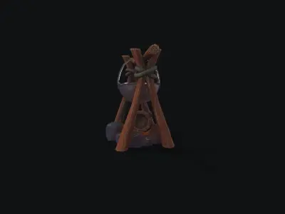 Stylized Firepit  Low-poly 3D model