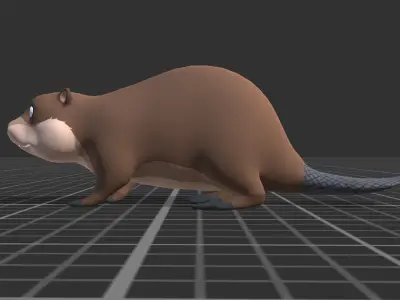 Cartoon Beaver Low-poly 3D model