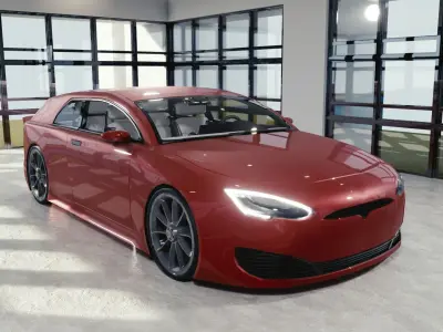 BLENDER EEVEE Brandless Small 2 door hatchback Low-poly 3D model