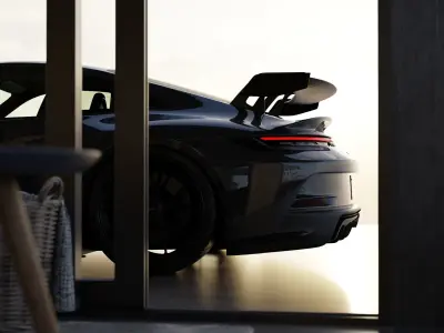 Automotive Villa Render Scene 3D Blender File Textured 3D model