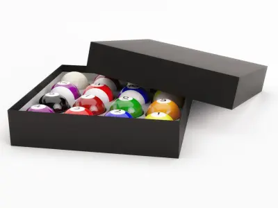 Pool Balls In Paper Box 3D model