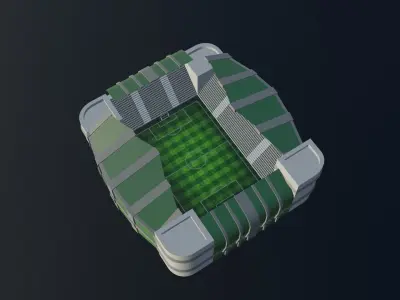 Football Stadium - Dark Green Low-poly 3D model