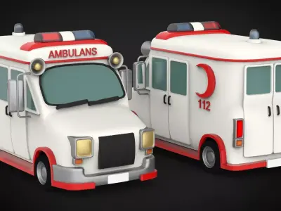 Low Poly Ambulance Game Ready Low-poly 3D model