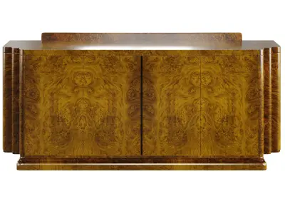 Art Deco Burl Wood Sideboard  High-Quality Furniture 3D Model 3D model