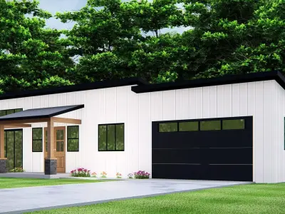 Modern American House Exterior 3D Mode Minimalist Architecture 3D model