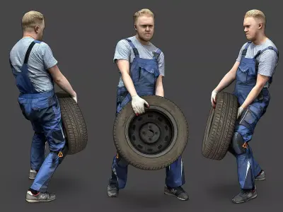 Stylized Car Mechanic Character 3D model