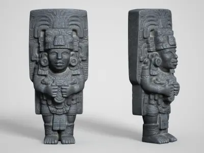 8 Mayan Statues - 241210 Low-poly 3D model