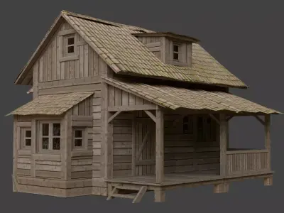 Modular Cabin House 3D Asset Pack for Games and Archviz Low-poly 3D model