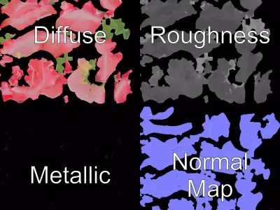 Elegant Pink Rose model pack Low-poly 3D model