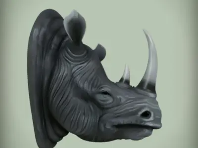 Wildlife Statue Monolith Pachyderm Asian African Rhinos Animal Low-poly 3D model