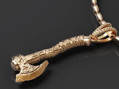 Pendant Axe Silver Gold  Print 3D print model