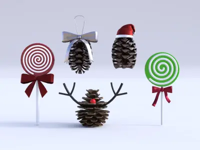 Pine Cone Lollipop Christmas Low-poly 3D model