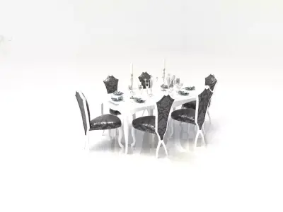table dining and chairs 3D model