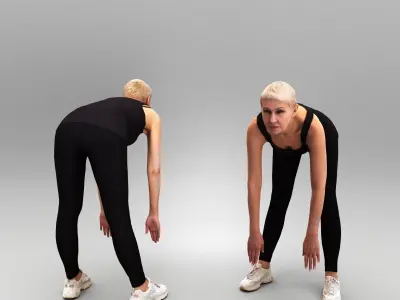 Mature woman doing forward bends 393 Low-poly 3D model