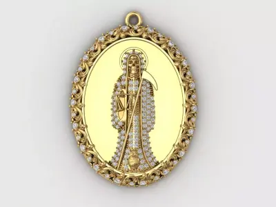  santa muerte holy death small size pendant 3D STL 3DM skull 3D print model