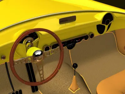 Vintage Convertible Sports Car -1950s Retro Classic Coupe Low-poly 3D model