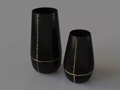 Liva Vases Set Of 2 Distressed Brown 3D model