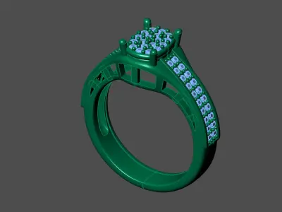 Womens Rings With Stone Ring Ready STL 3DM Models Rings women 3D print model 39
