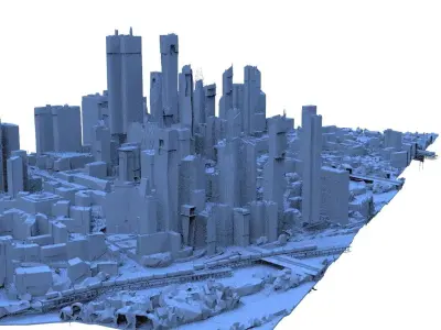 Modern City with Train track 3D model