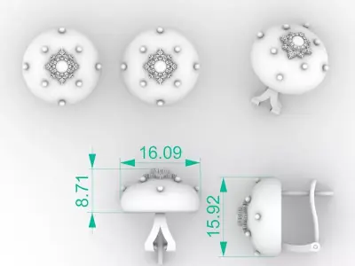 Luxury Round Diamond Stud Earrings 3D print model