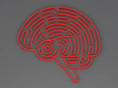 Red brain maze 3D model