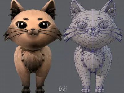 Cat Cartoon V02 Low-poly 3D model