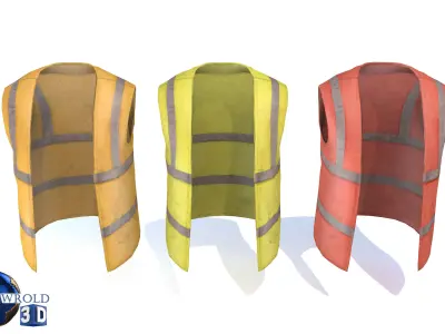 Worker Vest Safety Vest Collection Pack Lowpoly 3D Model  Low-poly 3D model