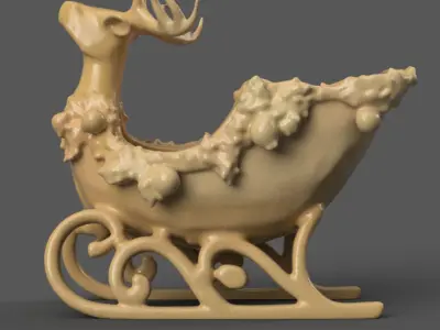 Santa Sleigh Christmas Decorations planter - vase - garden 8 3D print model