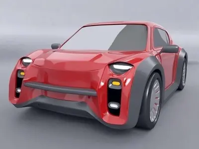 Retro city car concept 3D model