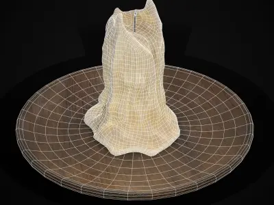 Candle on Wooden Plate Low-poly 3D model