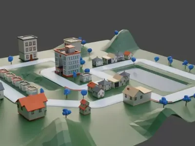 Low Poly Race Track For Racing Game Low-poly 3D model