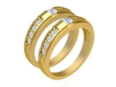 Elegant Triple Row Diamond Ring for Women 117 3D print model