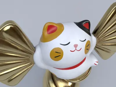 Lucky fortune cat Low-poly 3D model