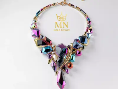 Aurora Prism Necklace  Geometric Luxury Crystal Design 3D print model