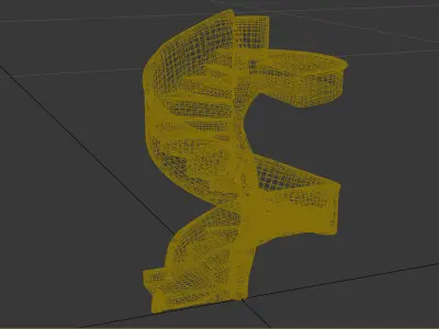 Luxury Spiral Wooden Staircase - 3D Model Low-poly 3D model