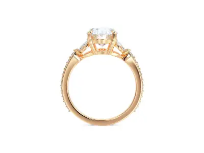 gold engagement ring 10x8mm oval shape diamond 3D print model