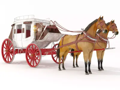 Horse Carriage 4K 3D model