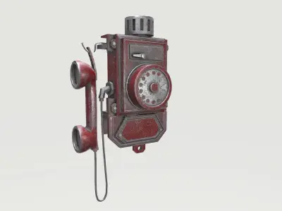 Red Dirty Phone Low-poly 3D model