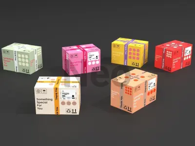 Cardboard Boxes Collection Low-poly 3D model